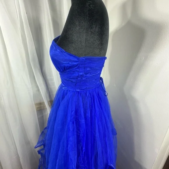 Blue One-Shoulder Prom Dress - Picture 7 of 11